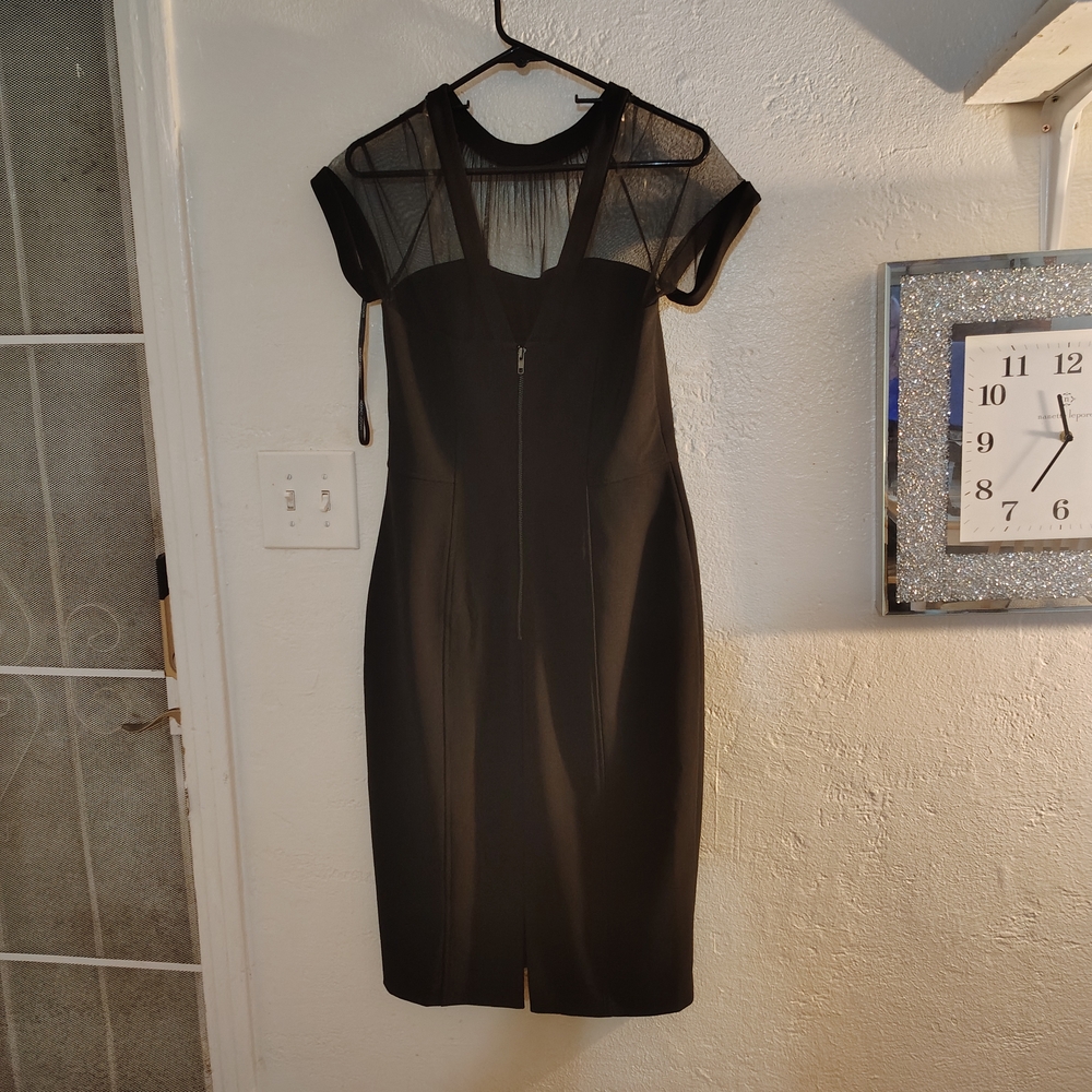 Maggy London Black Sheath Cocktail Dress Sweetheart Neckline